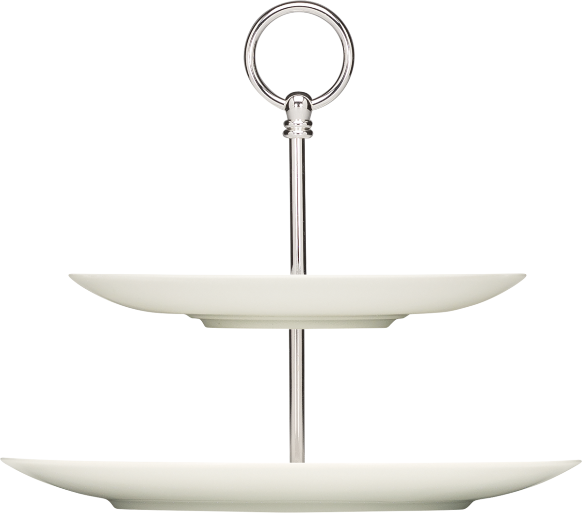 Zweistöckige Etagere mit Tellern.