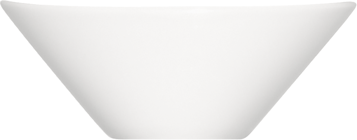 Weiße, konische Schale, minimalistisch.