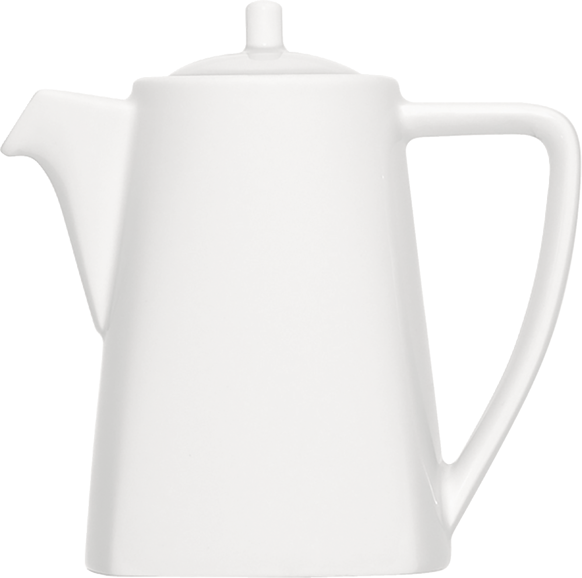 Weiße Teekanne mit Deckel.