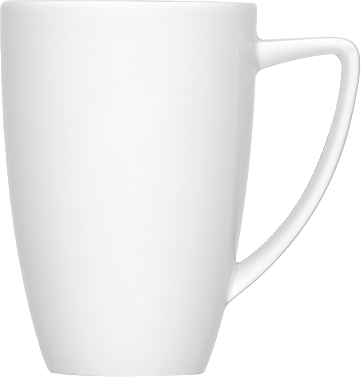 Weiße Tasse mit Henkel.