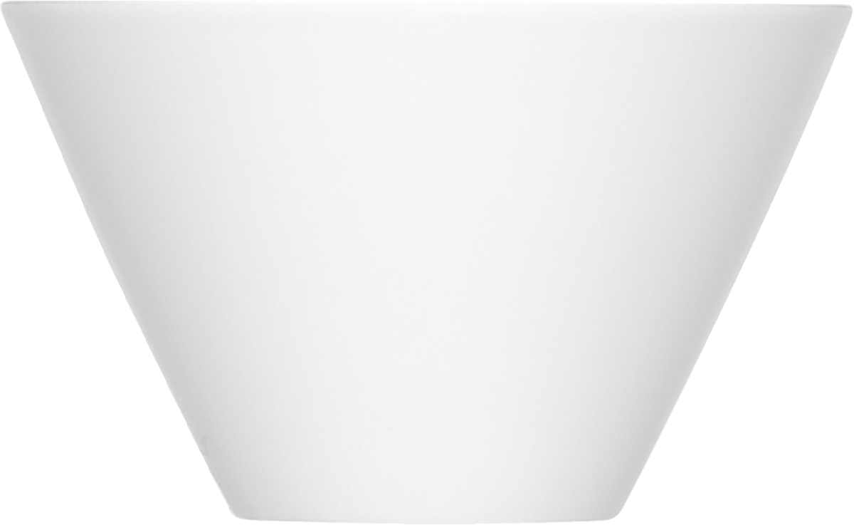 Weiße, konische Schüssel, minimalistisch.