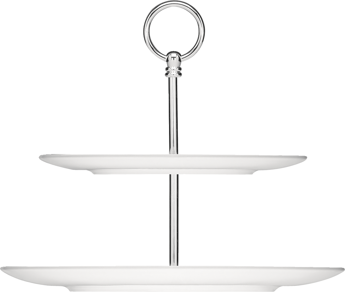 Zweistufige Etagere aus Porzellan.