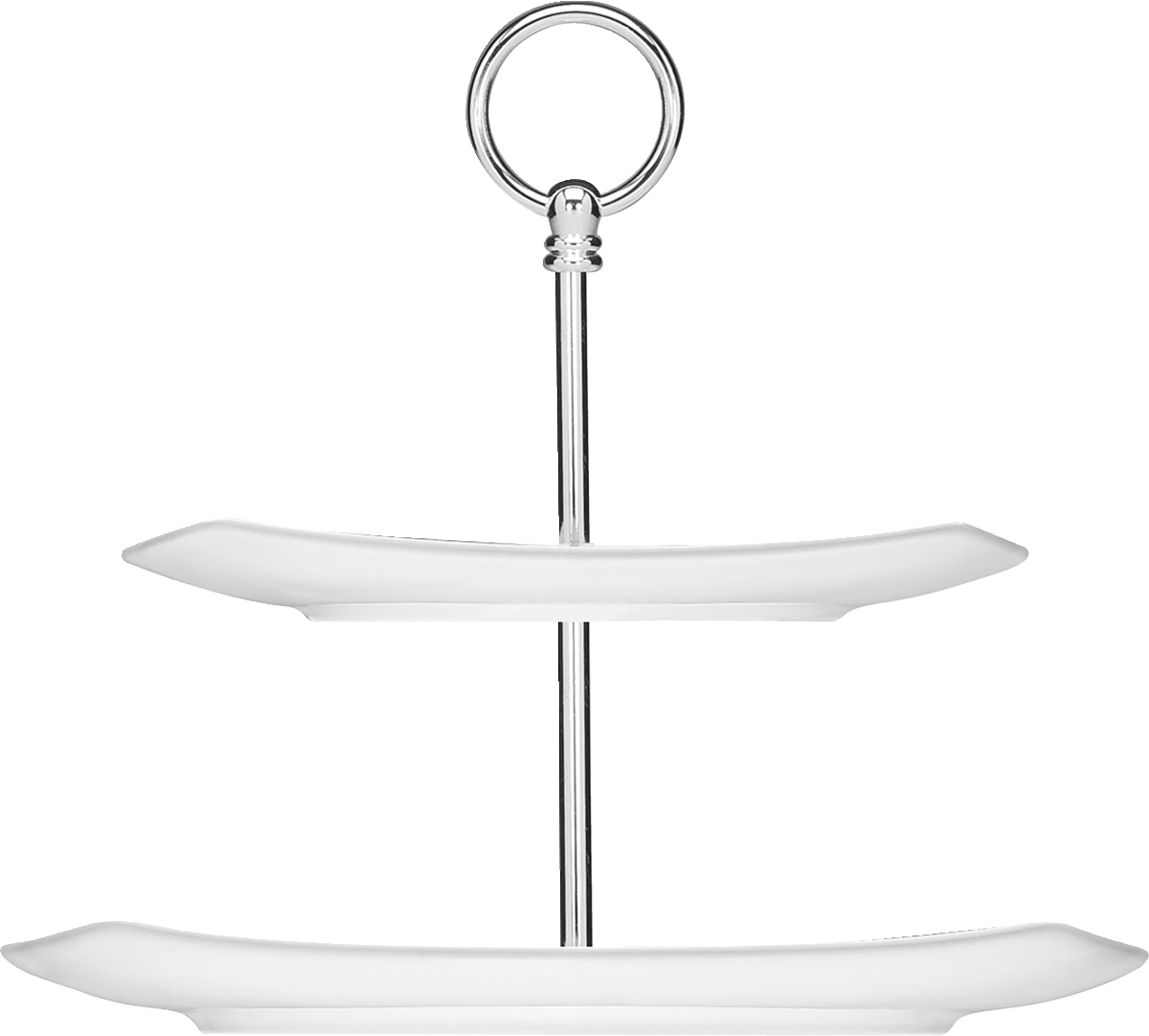 Zweistufige Etagere mit Griff.