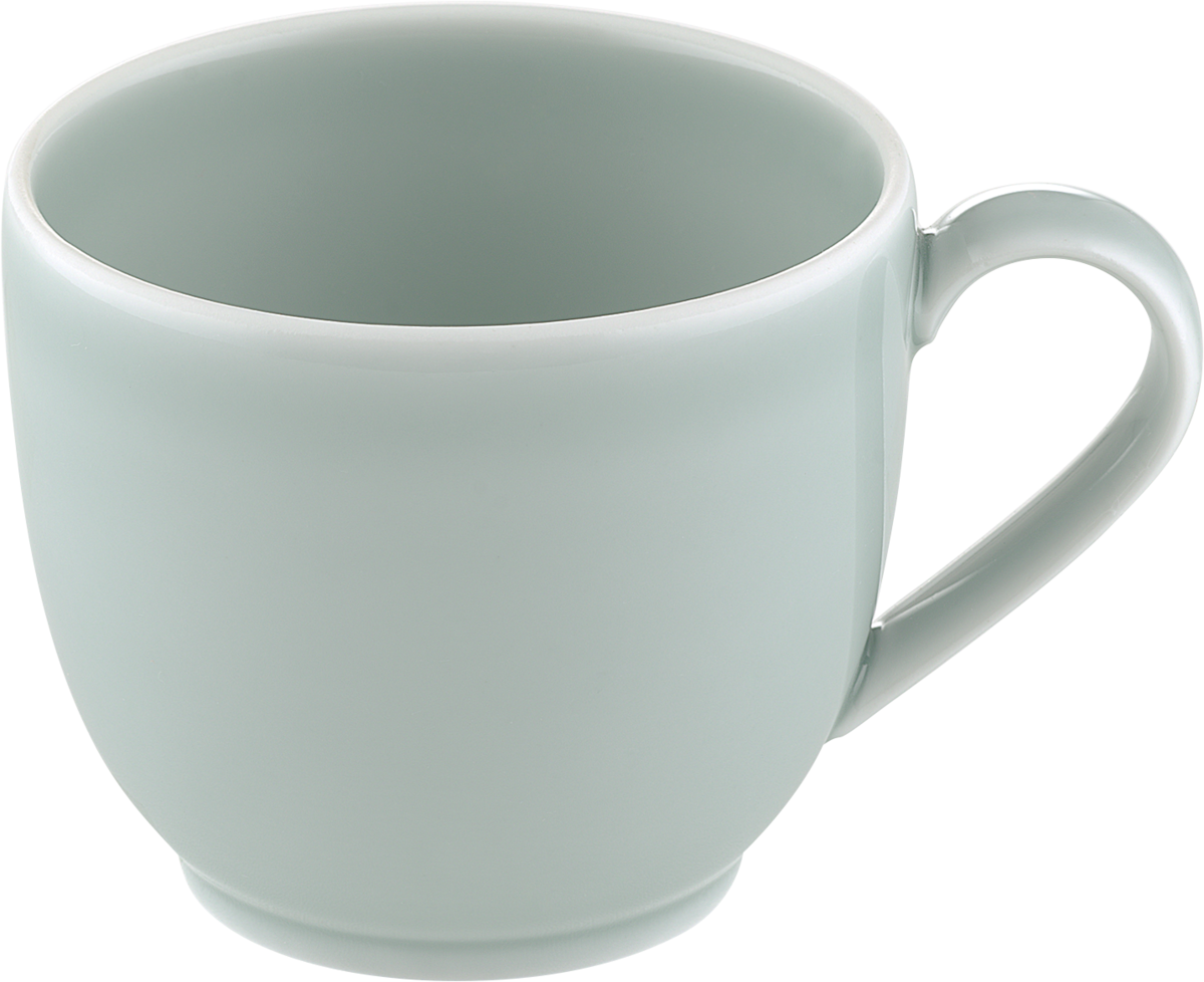 Grüne Tasse mit Henkel.