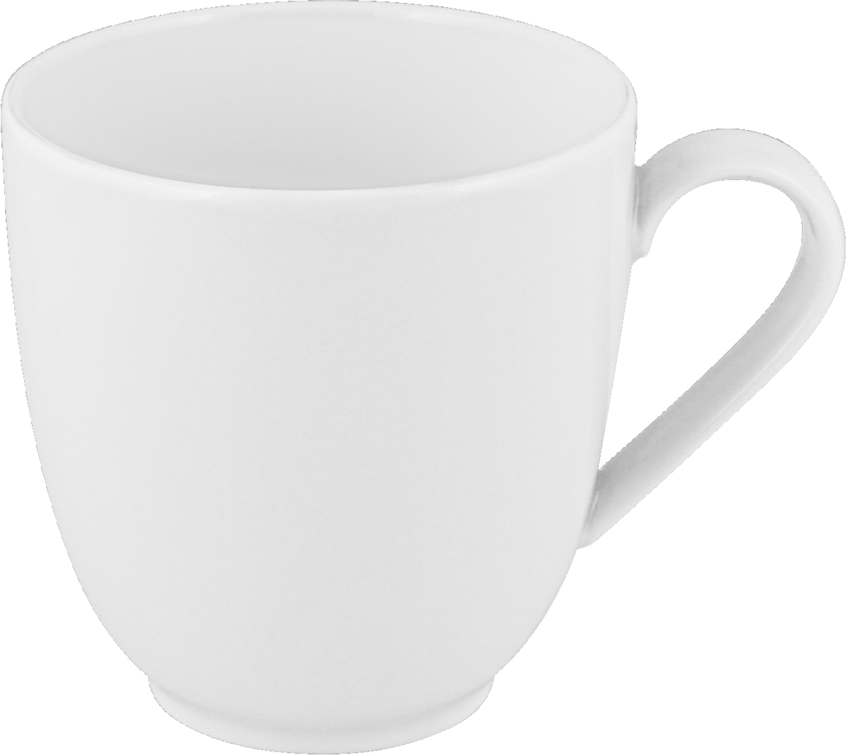 Weiße Tasse mit Henkel.