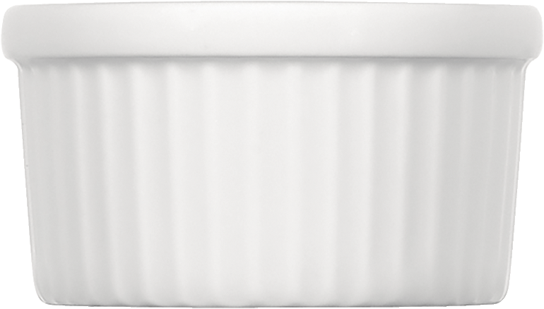 Weißer gerippter Porzellan-Ramekin.
