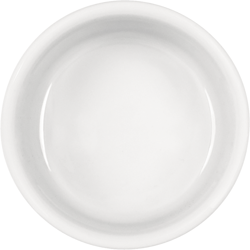 Weißer, gerippter Porzellan-Ramekin.