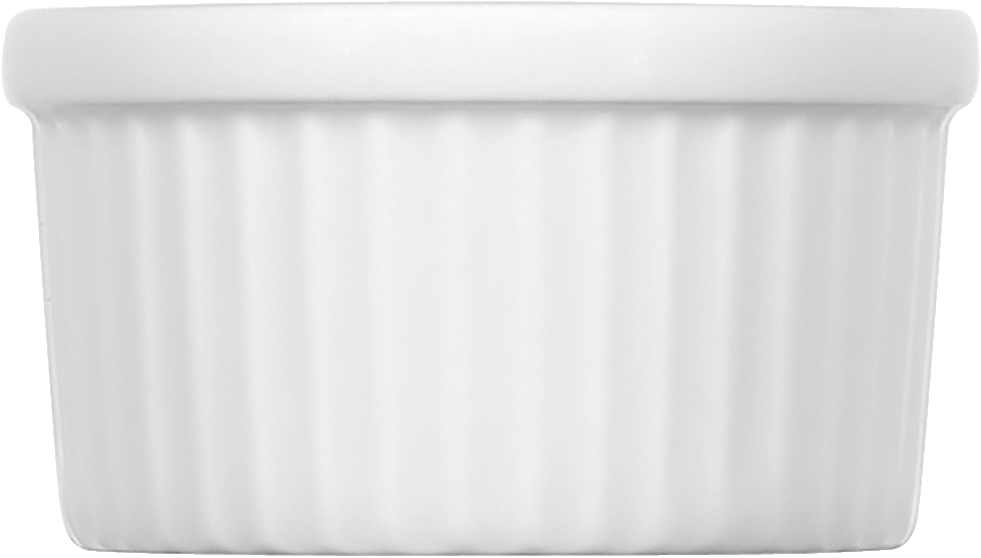Weißer, gerippter Porzellan-Ramekin.
