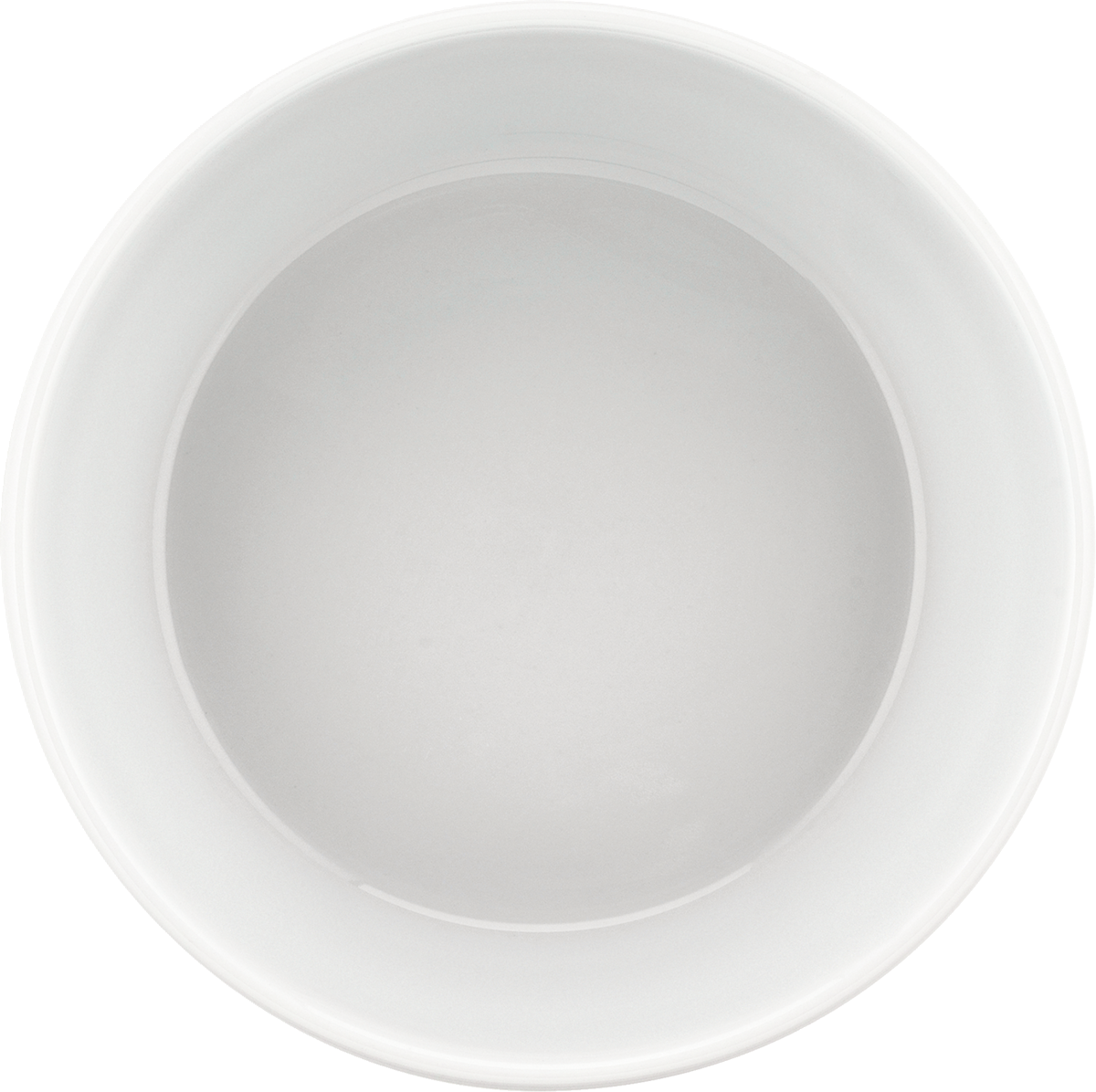 Weißes Porzellanschälchen, schlichtes Design.