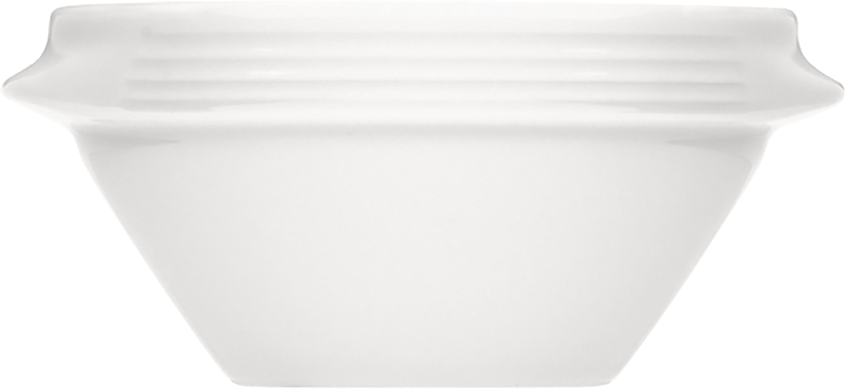 Weiße Porzellanschale, schlichtes Design.