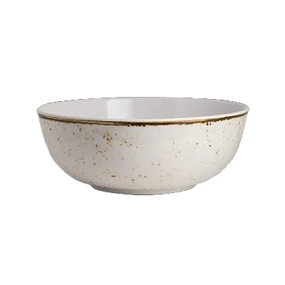 Weiße Schüssel mit goldenen Sprenkeln.