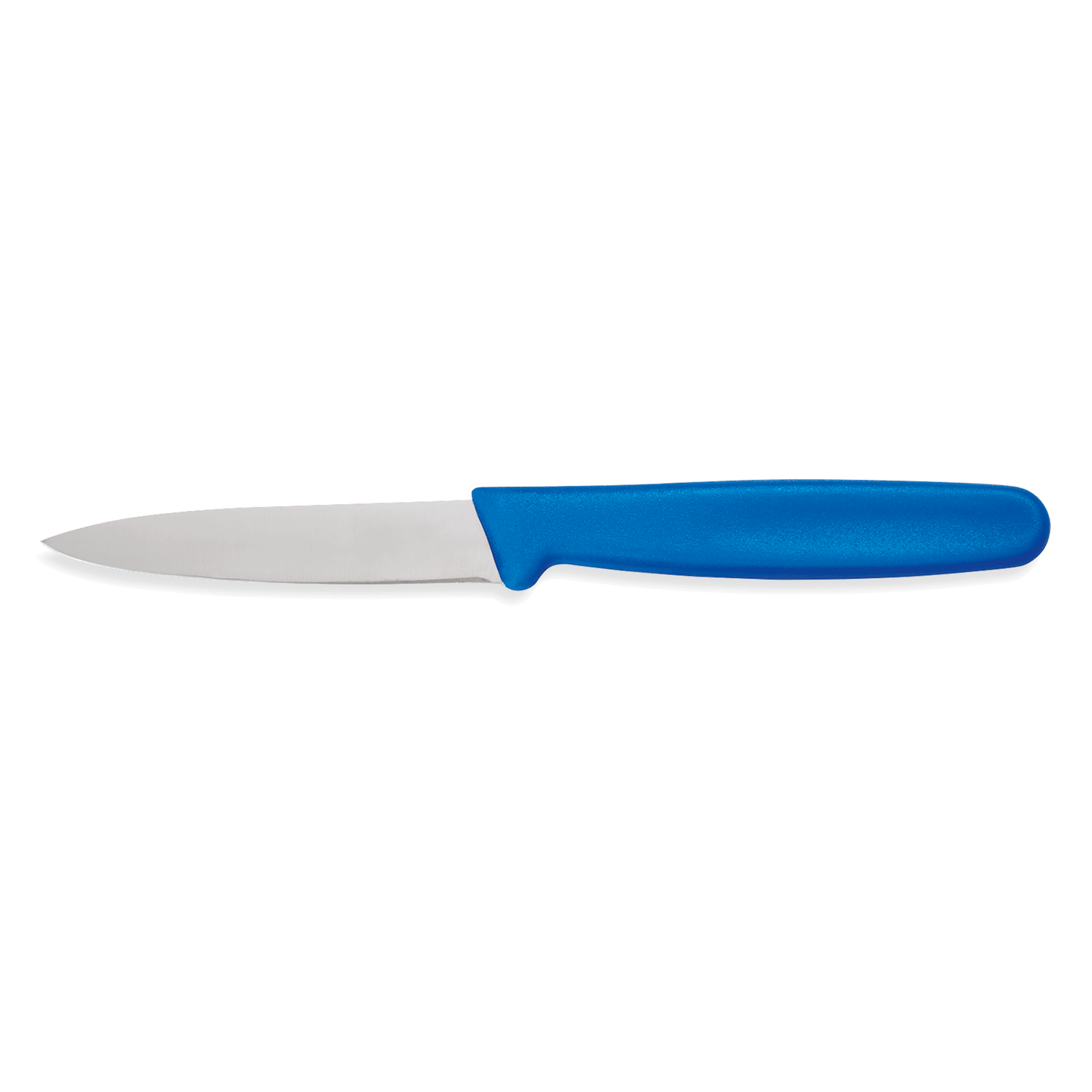 Blaues Küchenmesser mit Kunststoffgriff.