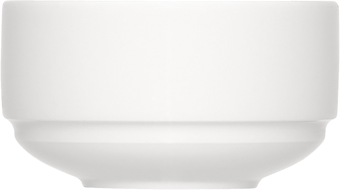 Weiße Porzellanschale auf weißem Hintergrund.