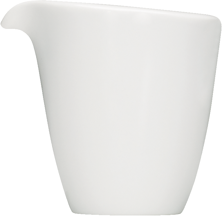 Weißer Porzellan-Messbecher ohne Skala.
