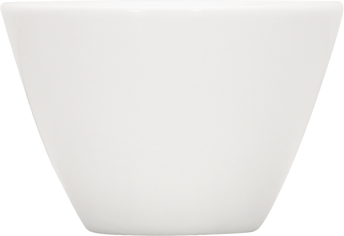 Weiße Porzellanschale, schlicht, minimalistisch.