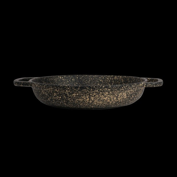 Schwarze, gesprenkelte Servierschale, oval.
