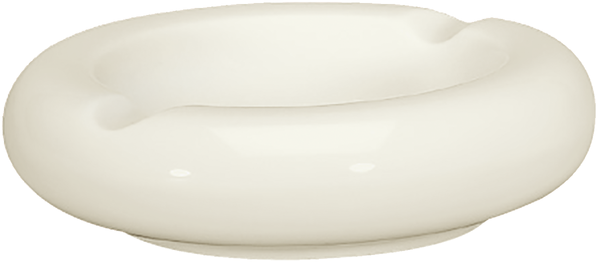 Weißer Aschenbecher aus Porzellan.