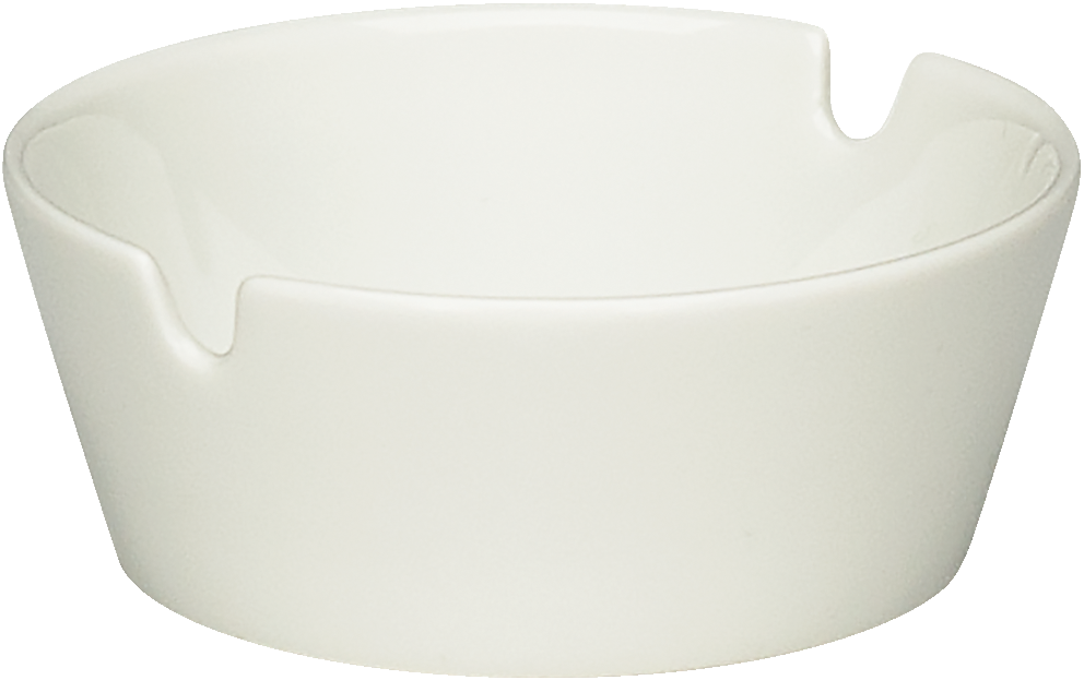 Weißer Aschenbecher aus Porzellan.