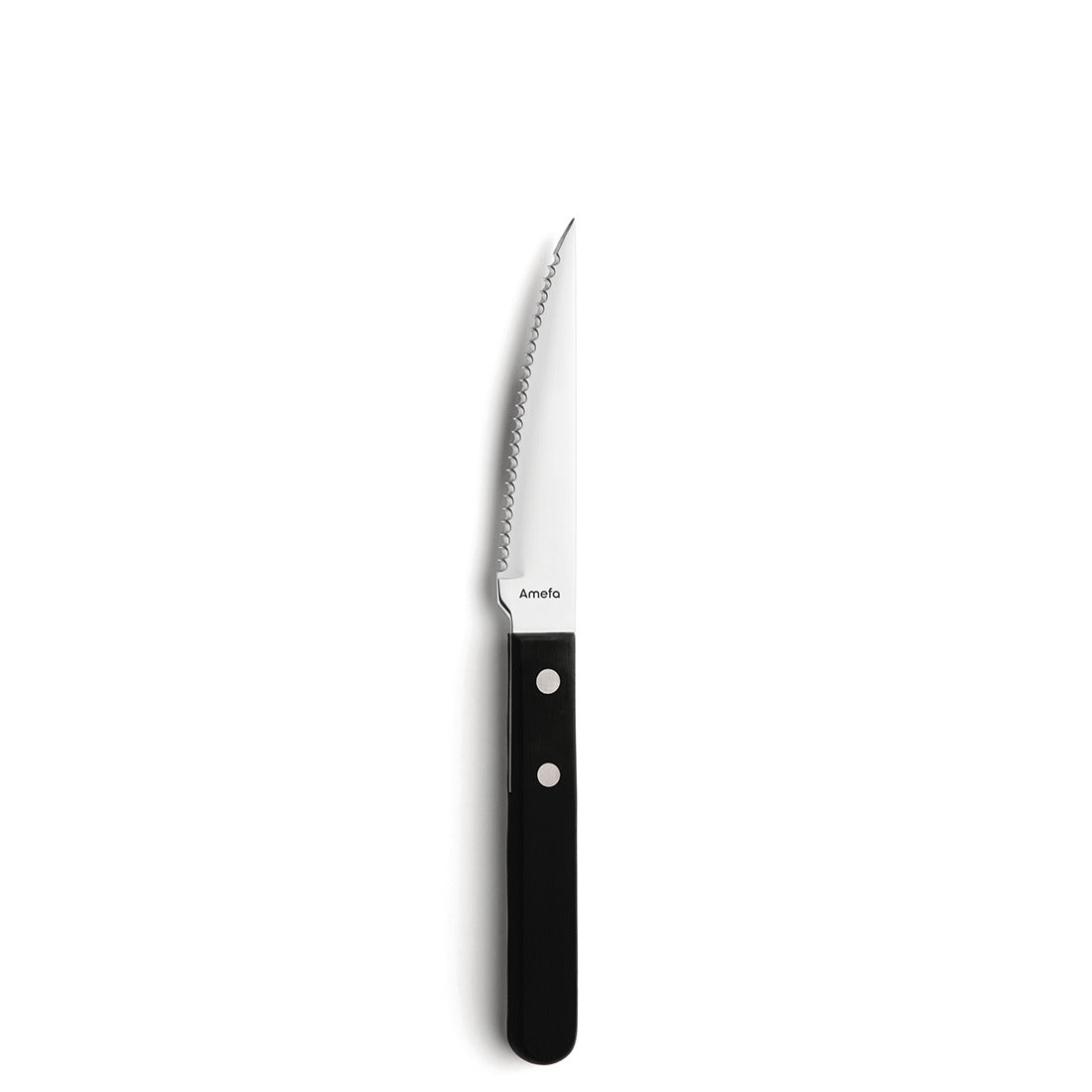 Gezacktes Messer mit schwarzem Griff.