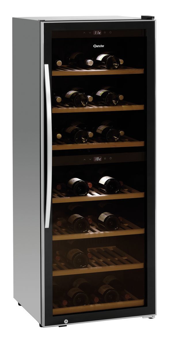Weinkühlschrank mit Weinflaschen.