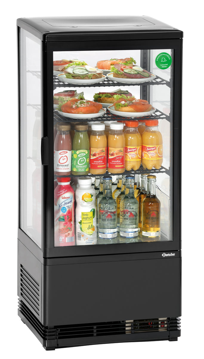 Kühlschrank mit Getränken und Speisen.