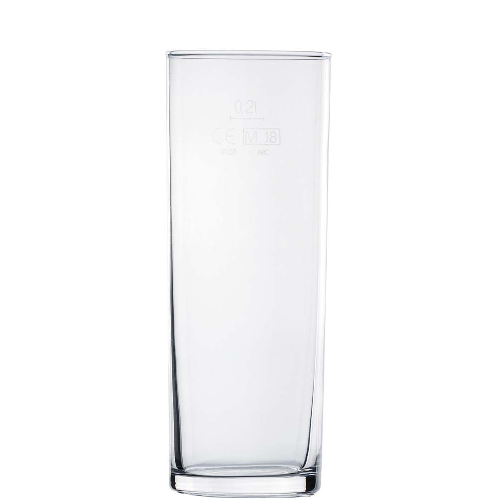 Leeres, hohes Trinkglas, 0,2L.