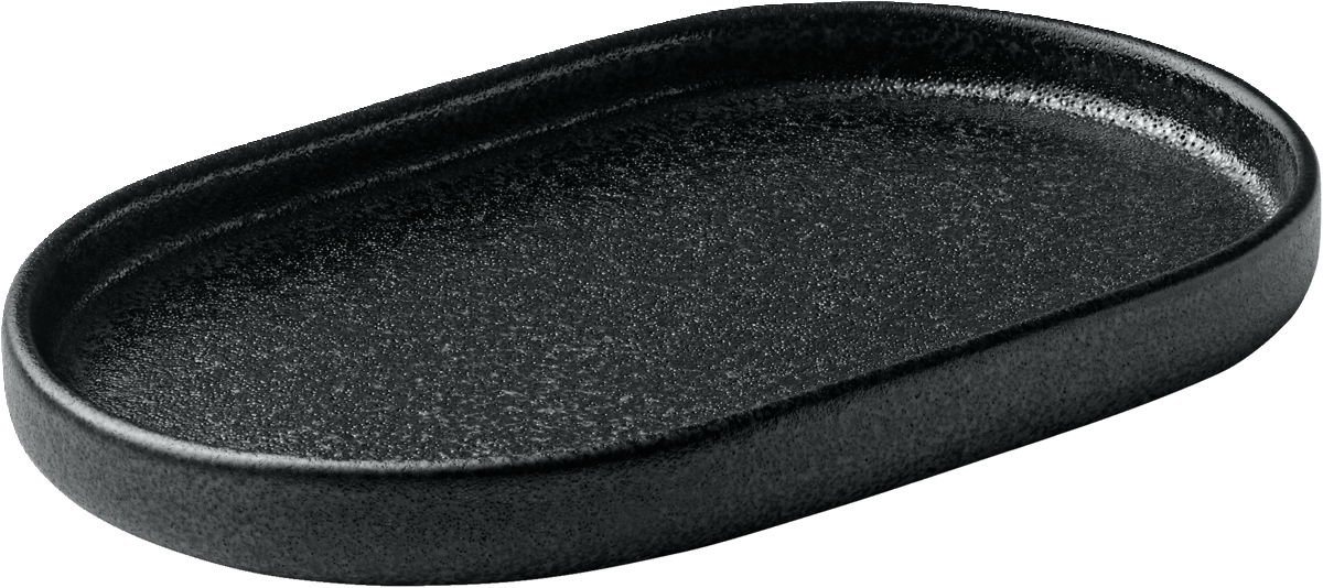 Schwarze ovale Platte, 18cm.