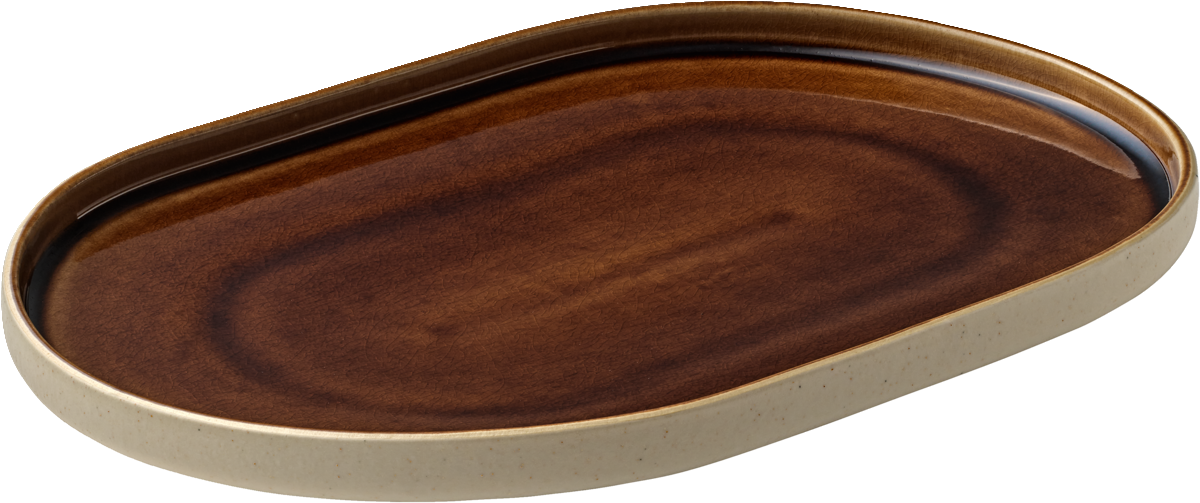 Braune ovale Platte, 30 cm.