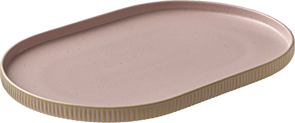 Ovale rosa Platte mit Relief.