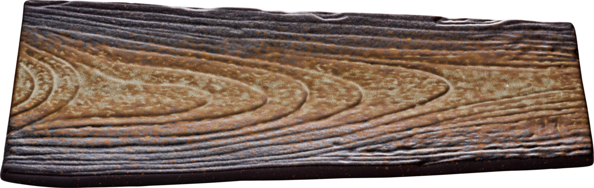 Rechteckige, holzähnliche Servierplatte.