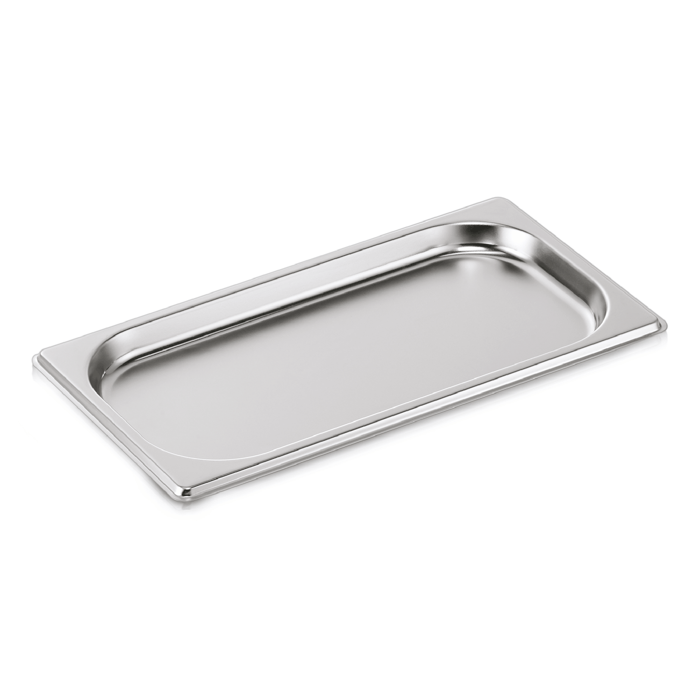 Edelstahl-Gastronomiedeckel auf weißem Hintergrund.