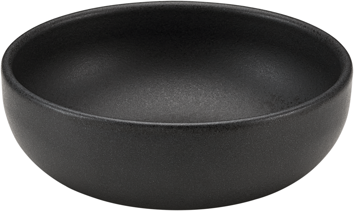 Schwarze Schüssel aus Keramik.