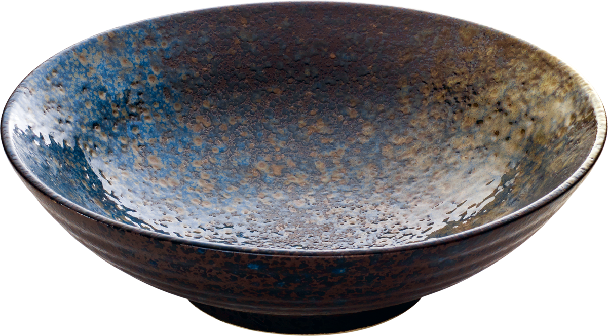 Keramikschale mit blauer Glasur.