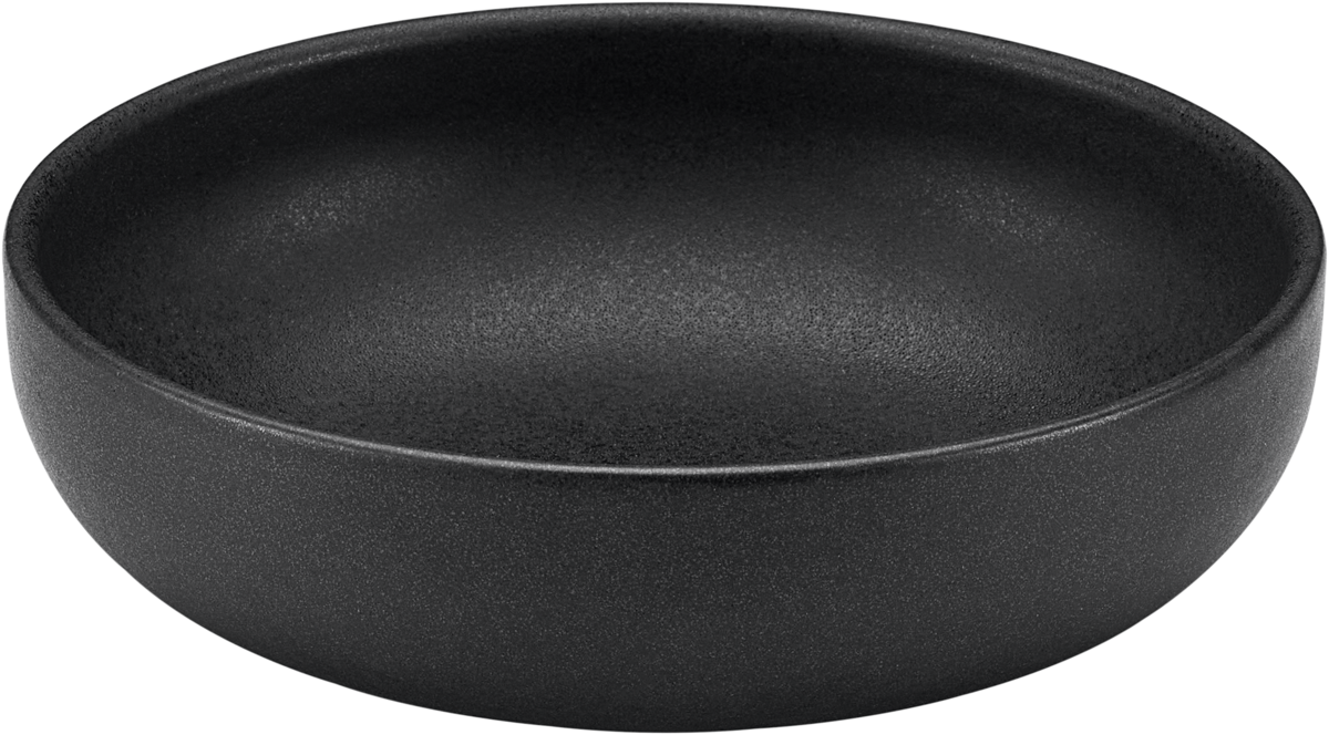 Schwarze Schale aus Keramik.
