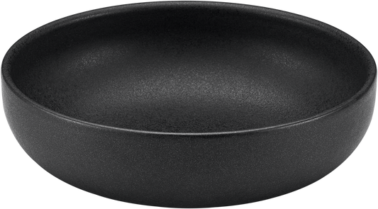 Schwarze Schale aus Keramik.
