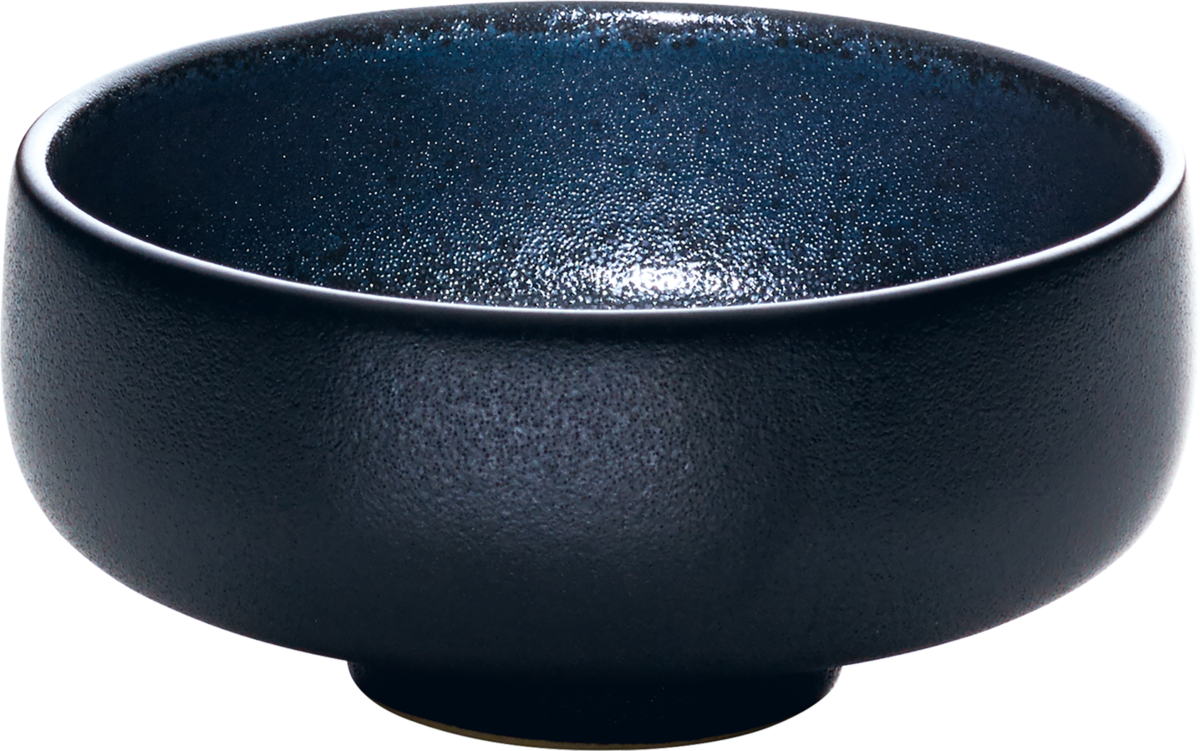 Schwarze Schale mit Textur.