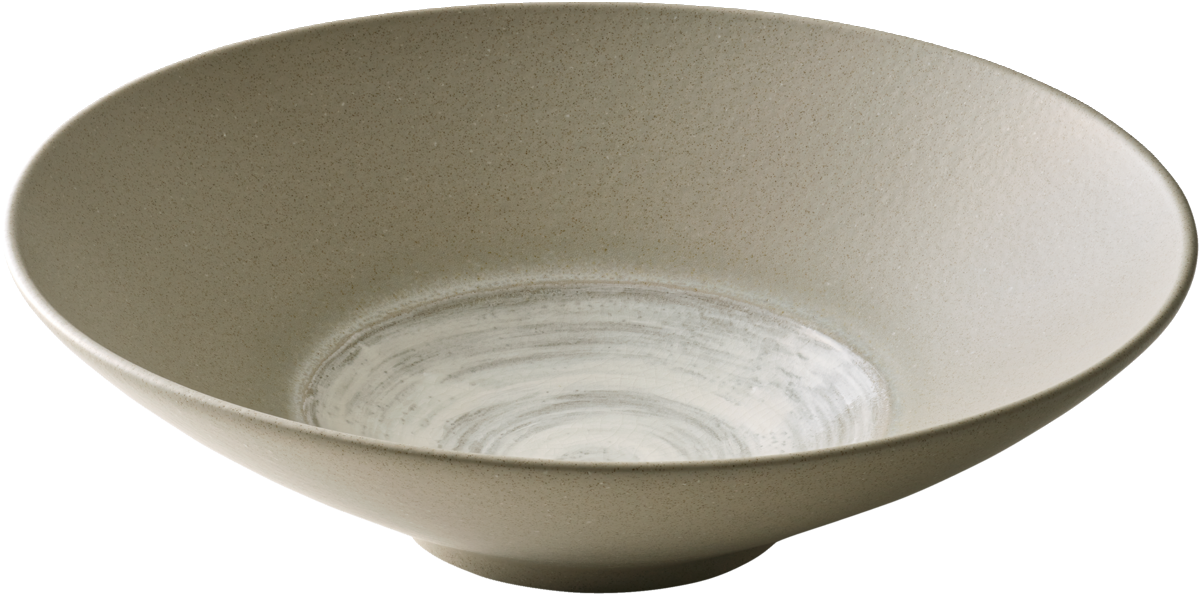 Beige Schüssel mit Muster.