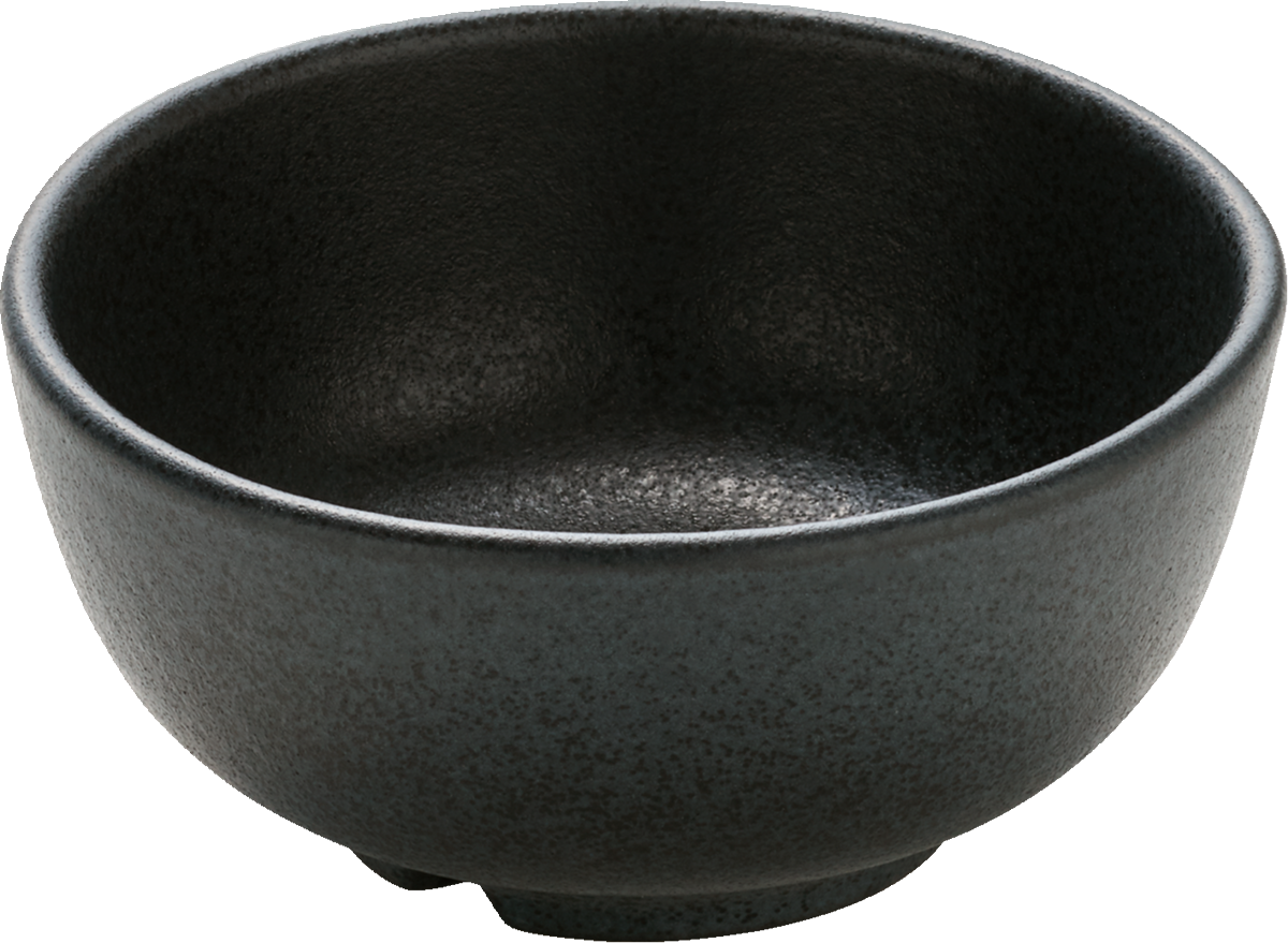 Schwarze Schale aus Keramik.