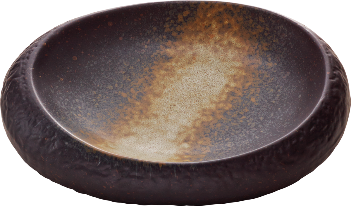 Braune, rustikale Schale, oval.
