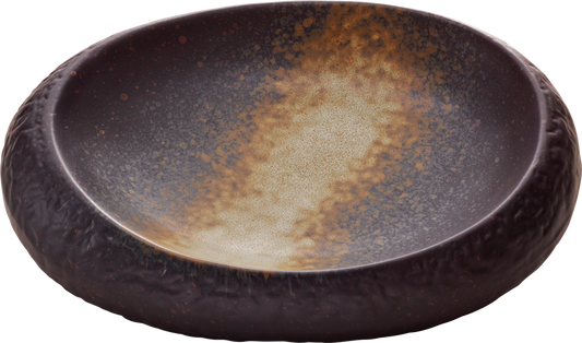 Braune, rustikale Schale, oval.