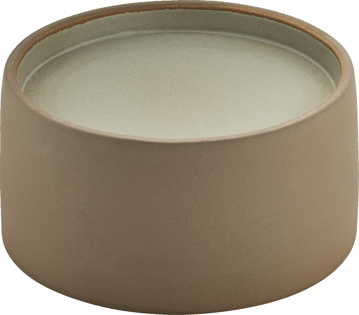 Beige Schale mit glatter Oberfläche.