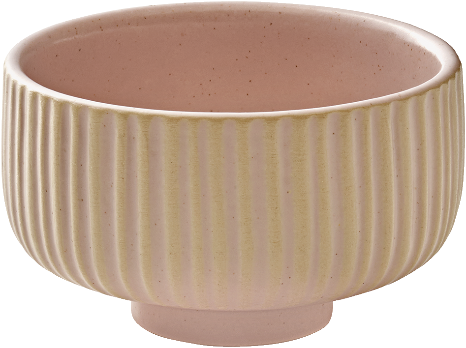 Kleine, geriffelte, rosa Schale.