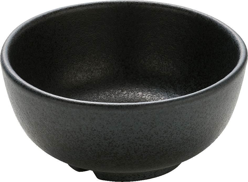Schwarze Schüssel aus Keramik.