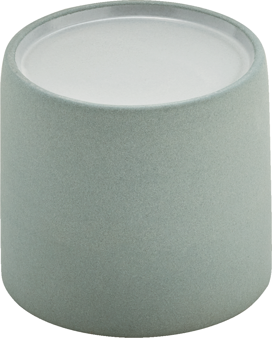 Grüner Becher, minimalistisch, schlicht.