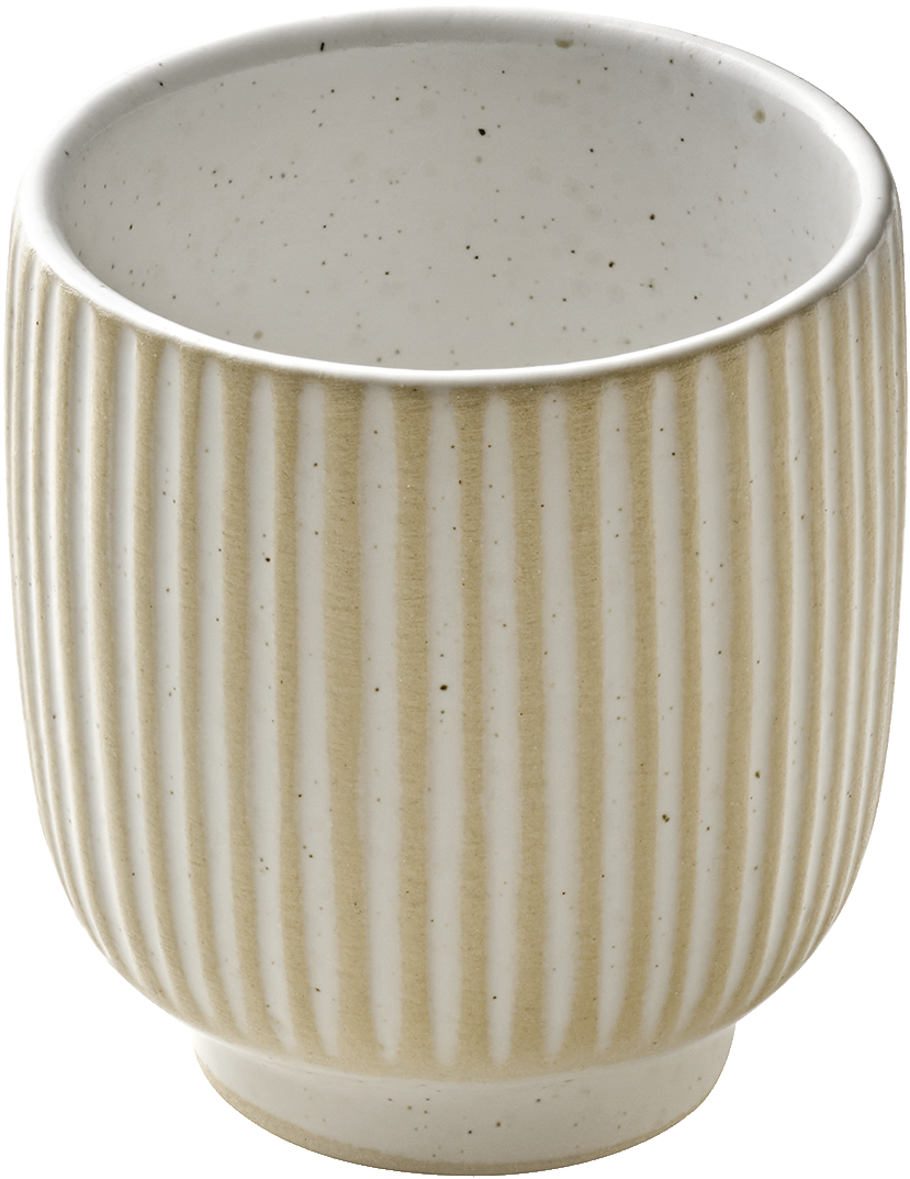 Espressotasse mit Rillenmuster, weiß.