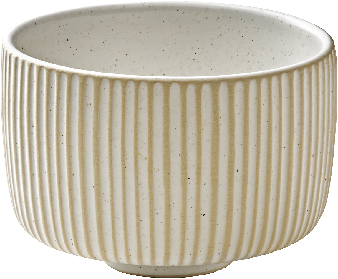 Weiße Cappuccino-Tasse mit Relief.