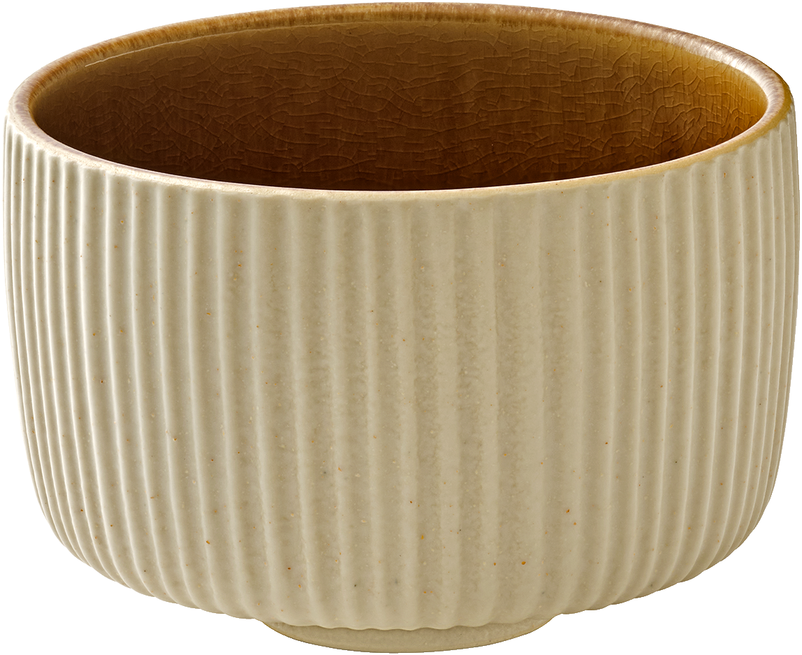 Beige geriffelte Cappuccino-Tasse, 300ml.