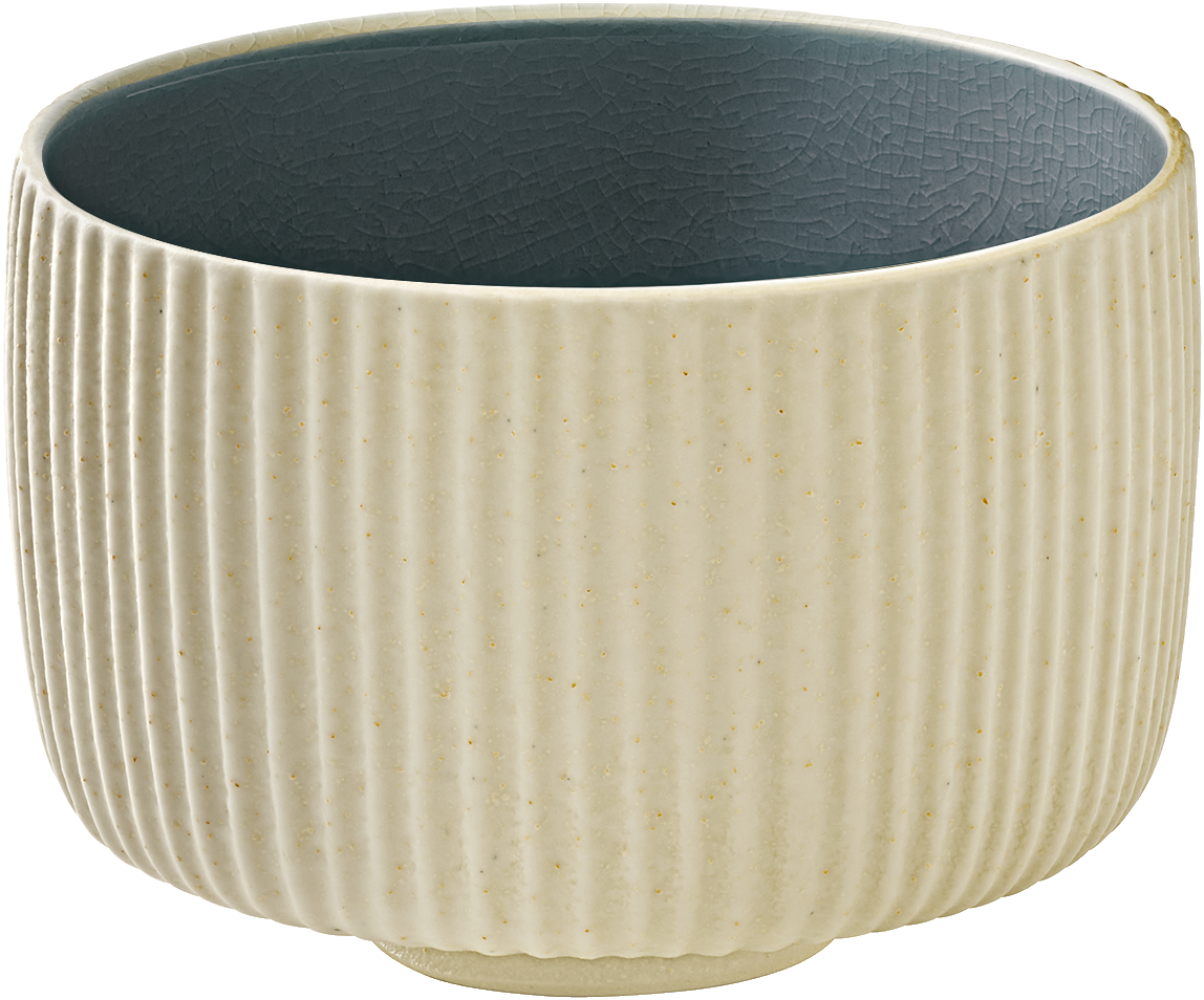 Geriffelte Cappuccino-Tasse, grau innen.