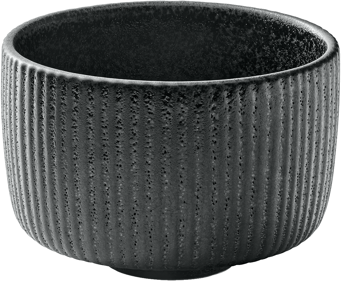 Schwarze Cappuccino-Tasse mit Relief.