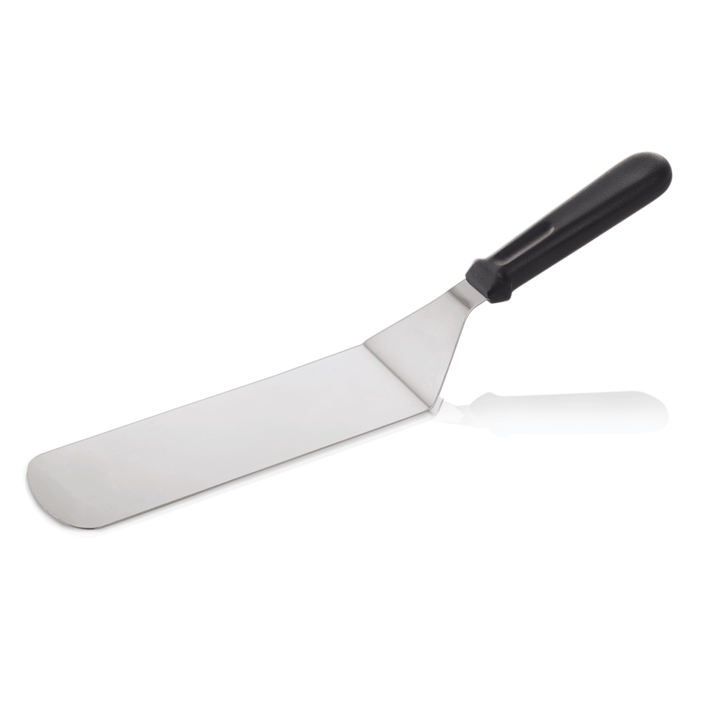 Metallspatel mit schwarzem Griff.